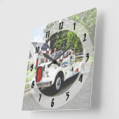 ホワイト・ファイア・トラック スクエア壁時計 (傾斜)