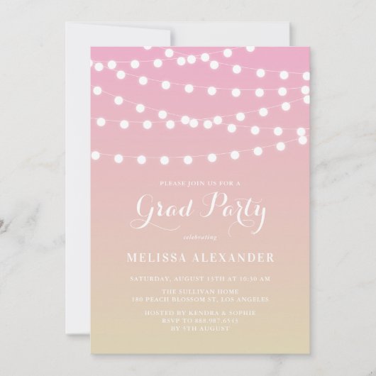 ホワイト フェアリー ライト | オンブレ 卒業式招待状 招待状 (正面)