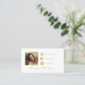 ホワイト&フェイク金ゴールド写真ソーシャルメディア コーリングカード (スタンド正面)