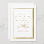 ホワイト&フォイルフェイク金ゴールドシックエレガント招待状 招待状 (正面/裏面)