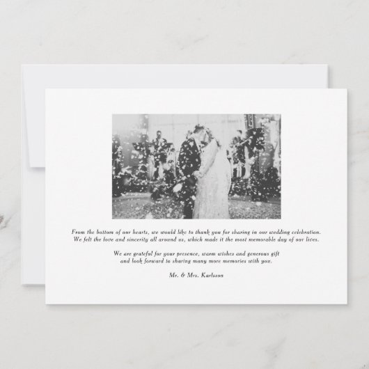 ホワイト・フォーエバーエレガントス感謝の結婚台本 サンキューカード (裏面)