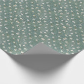 ホワイト フラワル ダスティーグリーン ラッピングペーパー (角)