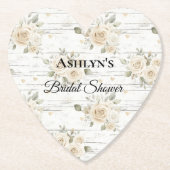 ホワイト フラワーボホ ブライズシャワー ペーパーコースター (正面)
