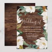 ホワイト フラワーリース ラスティック モダン ウェディング 招待状 (正面/裏面)