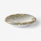 ホワイト フラワー ゴールド オーナメント ペーパーボウル (傾斜あり)