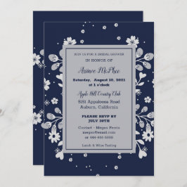 ホワイト フラワー ブライダル シャワー 招待状