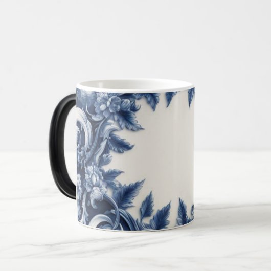 ホワイト フラワー 陶器 コーヒーマグ 15oz モーフィングマグカップ (正面左)