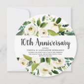 ホワイト フラワー 10周年 15周年 20周年 結婚記念日 招待状 (正面)