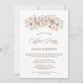 ホワイト フローラル ウェディング アフター パーティー 招待状 (正面)