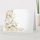 ホワイト フローラル ウェディング サンクス , グリーン ウェディング サンキューカード (裏面)