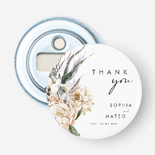 ホワイト フローラル   ウェディング フェイバー ボタン 瓶オープナー 栓抜き