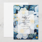 ホワイト フローラル ウェディング 招待状 (正面/裏面)