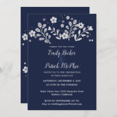 ホワイト フローラル ウェディング 招待状 (正面/裏面)