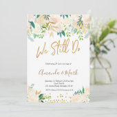 ホワイト フローラル ウェ・スティル・ドゥ 結婚記念日 招待状 (スタンド正面)