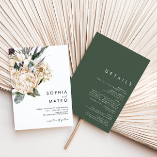 ホワイト フローラル オールインワン ウェディング 招待状