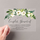 ホワイト フローラル オールシーズン カップルシャワー アクリル招待状 (インサイチュ (ポータブル))