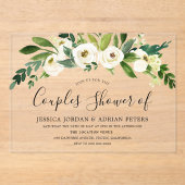 ホワイト フローラル オールシーズン カップルシャワー アクリル招待状 (正面)