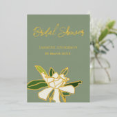 ホワイト フローラル ガーデニア シンプル ガーデン ブライズシャワー 箔招待状 (立ち正面)
