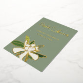 ホワイト フローラル ガーデニア シンプル ガーデン ブライズシャワー 箔招待状 (回転した状態)