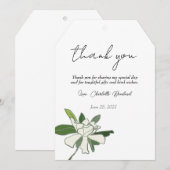 ホワイト フローラル ガーデニア シンプル ガーデン ブライズ シャワー サンキューカード (正面/裏面)