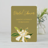 ホワイト フローラル ガーデニア シンプル ガーデン ブライズ シャワー 箔招待状 (立ち正面)