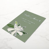 ホワイト フローラル ガーデニア シンプル ガーデン ブライズ シャワー 箔招待状 (回転した状態)
