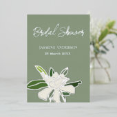 ホワイト フローラル ガーデニア シンプル ガーデン ブライズ シャワー 箔招待状 (立ち正面)