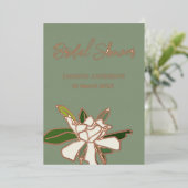 ホワイト フローラル ガーデニア シンプル ガーデン ブライズ シャワー 箔招待状 (立ち正面)