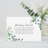 ホワイト フローラル グリーンの結婚式 詳細 レセプション エンクロージャーカード (スタンド正面)