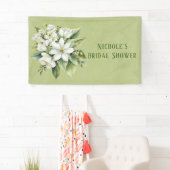 ホワイト フローラル グリーン ウォーターカラー ブライダル シャワー 横断幕 (インサイチュ)