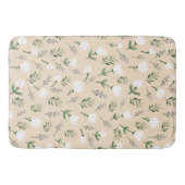 ホワイト フローラル スカンジナビアン バスマット (正面)