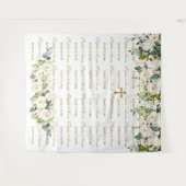 ホワイト フローラル ステップ & リピート ゴールド 洗礼 背景 タペストリー (正面(横))