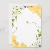 ホワイト フローラル ハニービー ベイビー シャワー 招待状 (裏面)