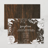 ホワイト フローラル バーンワッド インスパイア ウェディング レセプション エンクロージャーカード (正面/裏面)