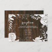 ホワイト フローラル バーンワード インスパイア ウェディング レセプション エンクロージャーカード (正面/裏面)