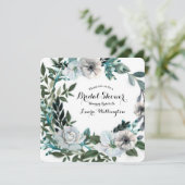 ホワイト フローラル フラワーズ ボタニカル グリーン ウェディングリース 招待状 (スタンド正面)