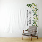 ホワイト フローラル ブライダル シャワー バックドロップ タペストリー (インサイチュ(横))