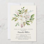 ホワイト フローラル ブライダル シャワー 招待状 (正面)