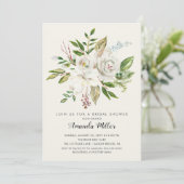 ホワイト フローラル ブライダル シャワー 招待状 (スタンド正面)