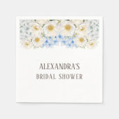 ホワイト フローラル ブルー ハイドランジア ガーデン ブライズシャワー スタンダードカクテルナプキン (正面)