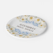 ホワイト フローラル ブルー ハイドランジア ガーデン ブライダル シャワー ペーパープレート (アングル)