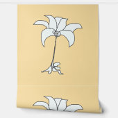 ホワイト フローラル ベージュ 壁紙 (ほどく)