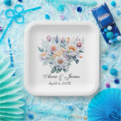 ホワイト フローラル ペーパープレート (パーティー)