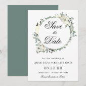 ホワイト フローラル ボタニカル ウェディング セーブザデート (正面/裏面)