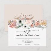 ホワイト フローラル ボーホー パンパス グラス トロピカル パーム RSVP (正面/裏面)