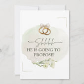 ホワイト フローラル ミニマル サプライズエンゲージメント 招待状 (裏面)