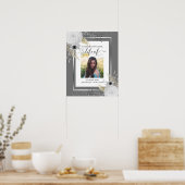 ホワイト フローラル ライフ セレブレーション フォト ポスター (キッチン)