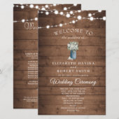 ホワイト フローラル ラスティック エレガント ライト ウッド ウェディング (正面/裏面)