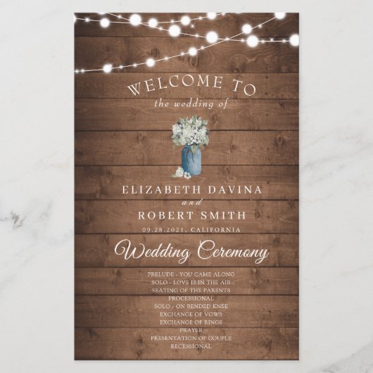 ホワイト フローラル ラスティック エレガント ライト ウッド ウェディング (正面)