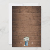 ホワイト フローラル ラスティック エレガント ライト ウッド 招待状 (裏面)